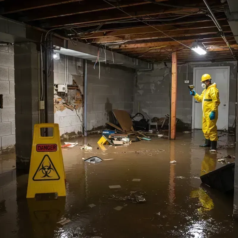 Flooded Basement Electrical Hazard in Henry, IL Property